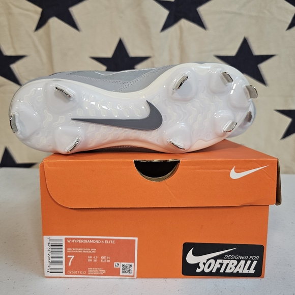 Nike Softball Hyperdiamond 4 Elite - Women Size 7 - Wolf Grey White Cool Grey - Picture 7 of 8